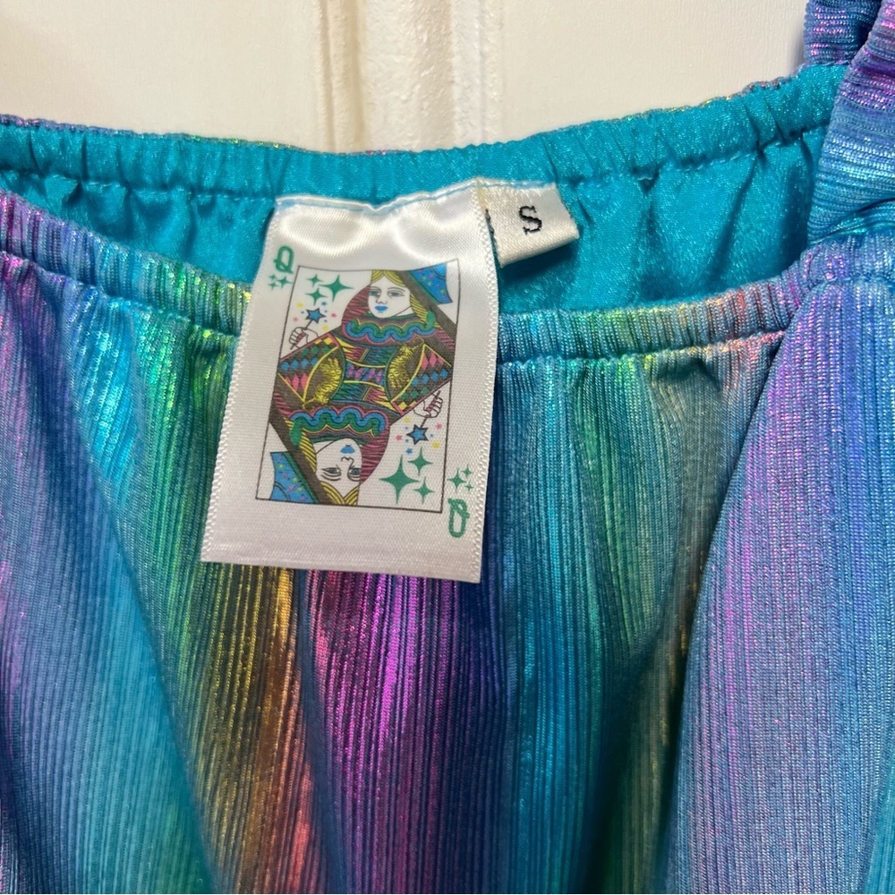 Queen of Sparkles metallic iridescent rainbow off the shoulder women’s small - Picture 6 of 6